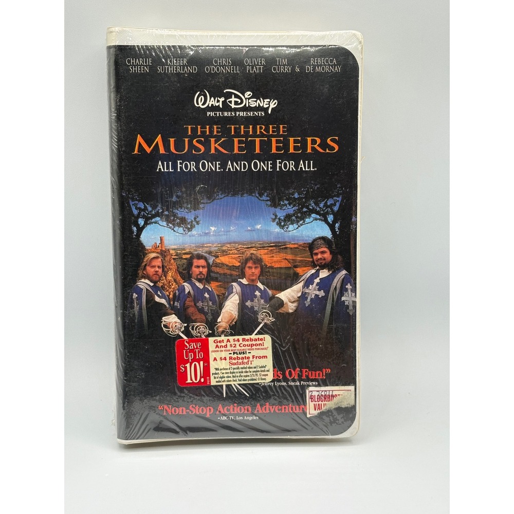 Walt Disney The Three Musketeers VHS 1993 Movie Sealed Charlie Sheen